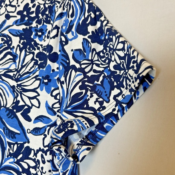 Lilly Pulitzer Dress Small Blue White Etta Maxi Short Sleeve Pandarama Pandas - Picture 7 of 11